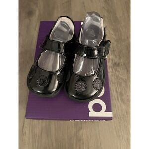 Pediped Toddler Girls Giselle‎ Black Patent Leather Shoes Sz 4/4.5 New in Box